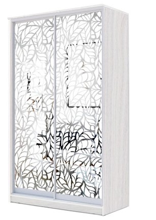 Шкаф 2-х дверный 2200х1200х620 два зеркала, "Листья" ХИТ 22-12-66-17 Ясень анкор светлый в Нижнем Новгороде - изображение