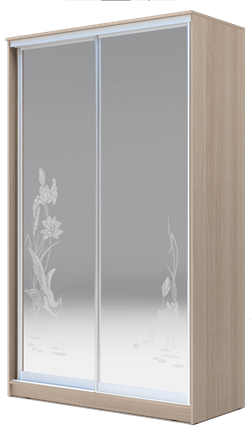 Шкаф 2-х дверный 2400х1682х620 два зеркала, "Цапли" ХИТ 24-17-66-01 Ясень Шимо Светлый в Нижнем Новгороде - изображение