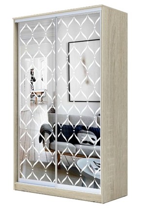 Шкаф 2-х дверный 2200х1682х620 два зеркала, "Сетка" ХИТ 22-17-66-16 Дуб Сонома в Нижнем Новгороде - изображение