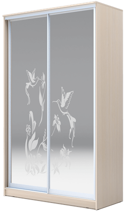 Шкаф 2-х дверный 2200х1362х620 два зеркала, "Колибри" ХИТ 22-14-66-03 Дуб Млечный в Нижнем Новгороде - изображение