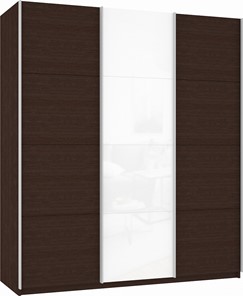 Шкаф 3-х створчатый Прайм (ДСП/Белое стекло/ДСП) 1800x570x2300, венге в Нижнем Новгороде