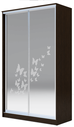 Шкаф двухстворчатый 2400х1682х620 два зеркала, "Бабочки" ХИТ 24-17-66-05 Венге Аруба в Нижнем Новгороде - изображение