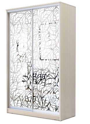 Шкаф 2-х дверный 2200х1682х620 два зеркала, "Листья" ХИТ 22-17-66-17 Дуб молочный в Нижнем Новгороде - изображение