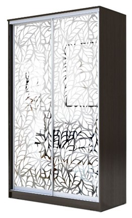 Шкаф 2-х створчатый 2200х1682х420 два зеркала, "Листья" ХИТ 22-4-17-66-17 Венге в Нижнем Новгороде - изображение