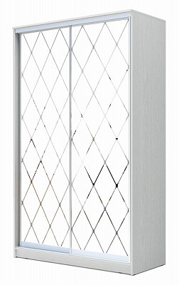 Шкаф 2-х дверный Хит-22-4-15-66-13, 2200х1500х420, пескоструй "Ромб" Белая шагрень в Нижнем Новгороде - изображение