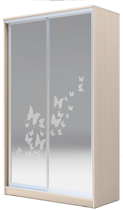Шкаф двухдверный 2200х1200х620 два зеркала, "Бабочки" ХИТ 22-12-66-05 Ясень Дуб Млечный в Нижнем Новгороде - изображение