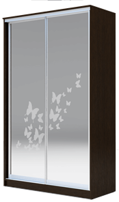 Шкаф двухдверный 2400х1200х620 два зеркала, "Бабочки" ХИТ 24-12-66-05 Венге Аруба в Нижнем Новгороде - предосмотр