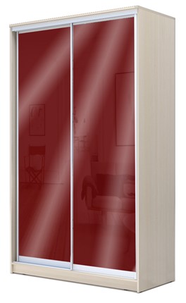Шкаф 2200х1200х420 с цветным стеклом ХИТ 22-4-12-22 Бургунд 312, Дуб млечный в Нижнем Новгороде - изображение