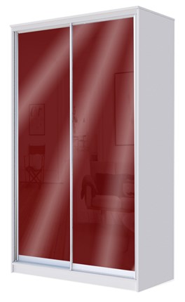 Шкаф-купе 2-х створчатый 2200х1200х420 с цветным стеклом ХИТ 22-4-12/2-22 Бургунд 312, Белый в Нижнем Новгороде - изображение
