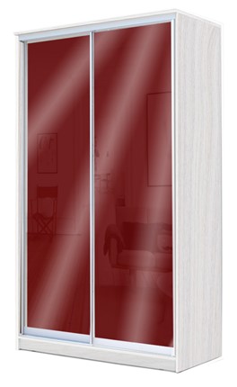 Шкаф 2200х1200х620 с цветным стеклом ХИТ 22-12-22, Бургунд 312, Ясень анкор светлый в Нижнем Новгороде - изображение