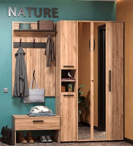 Шкаф для прихожей Nature 87, фасад зеркало, Дуб табачный Craft-Черный в Нижнем Новгороде - предосмотр 5