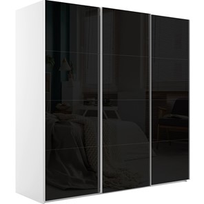 Шкаф трехстворчатый Эста, 12 черных стекол, 2700x660x2200, белый снег в Нижнем Новгороде