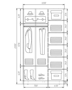 Шкаф-купе двухстворчатый Хит-22-12-22 с цветным стеклом, средне-серый 074, Венге в Нижнем Новгороде - предосмотр 2