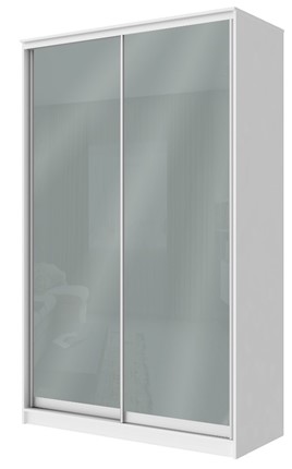 Шкаф 2-х створчатый Хит-22-4-12/2-22 с цветным стеклом, средне-серый 074, Белый в Нижнем Новгороде - изображение