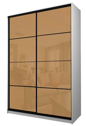 Шкаф 2-х дверный MAX МШ-23-6-16-22, Профиль Черный/Цвет Белый/Oracal Светло-коричневый в Нижнем Новгороде - изображение