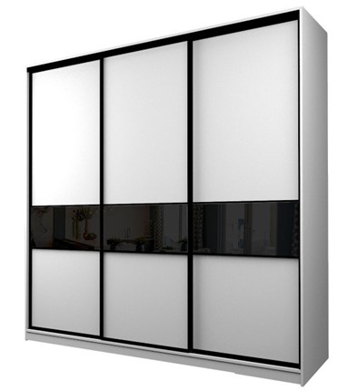 Шкаф 3-х дверный MAX МШ-25-6-24-999, Профиль Черный/Цвет Белый/Oraclal Черный в Нижнем Новгороде - изображение