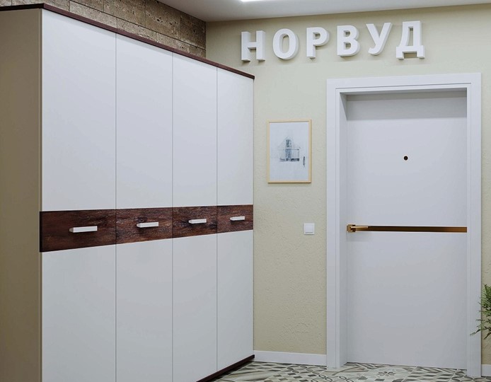 Шкаф-пенал Норвуд 71, Белый-Орех шоколадный в Нижнем Новгороде - изображение 2