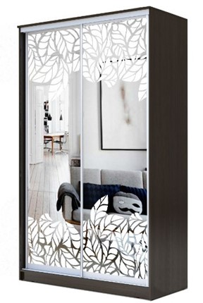Шкаф 2-х дверный 2200х1682х620 два зеркала, "Лист малый" ХИТ 22-17-66-18 Венге в Нижнем Новгороде - изображение