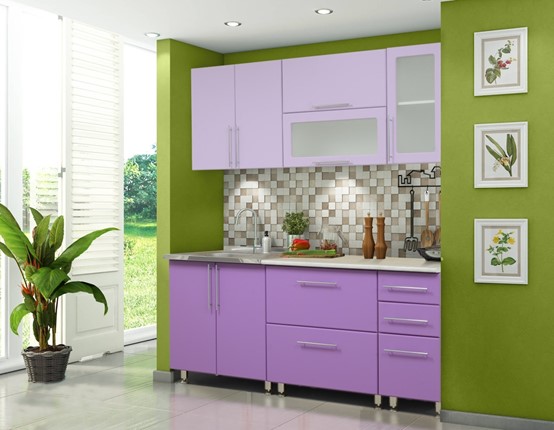 Кухонный гарнитур Мыло 224 2000х718, цвет Фиолет/Пастель фиолет в Нижнем Новгороде - изображение
