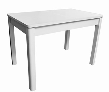 Кухонный стол раздвижной Айсберг-07 СТ1, белое ЛДСП/стекло белое/прямые массив белый в Нижнем Новгороде - предосмотр