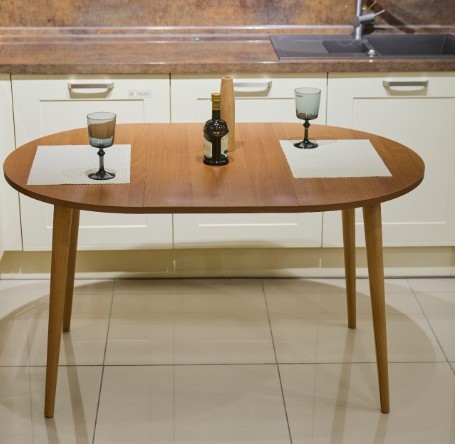 Кухонный стол круглый Шпон Ореха д. 90 см ЛДСП светлый орех в Нижнем Новгороде - изображение 6