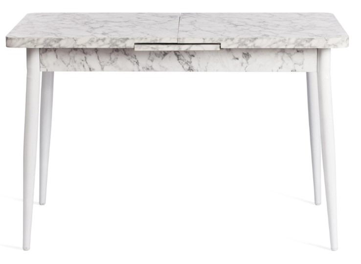 Обеденный раздвижной стол ALTA (mod. 1183) ЛДСП+меламин/металл, 120+30х70х75, белый мрамор/белый, арт.19486 в Нижнем Новгороде - изображение 2