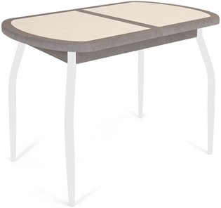 Кухонный стол раздвижной Будапешт-1 ПЛ (ноги белые, плитка бежевая/серый камень) в Арзамасе
