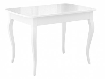 Кухонный раздвижной стол Dikline M120 Белый/стекло белое глянец/ножки MC белые в Нижнем Новгороде