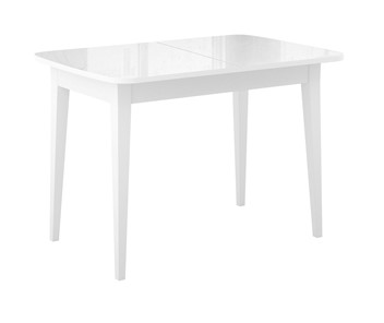Кухонный стол раздвижной Dikline M120 Белый/стекло белое глянец/ножки MM белые в Нижнем Новгороде