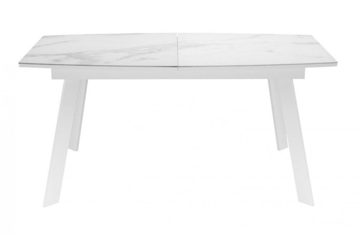 Кухонный стол раскладной Dikline XLS160 мрамор белый глянец/ножки белые в Нижнем Новгороде - изображение 1