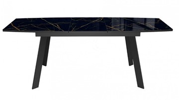 Кухонный раскладной стол Dikline XLS160 мрамор черный глянец/ножки черные в Нижнем Новгороде - предосмотр 1
