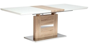 Кухонный раскладной стол FOSTER (mod. 8070) high glossy/закаленное стекло, 160/200x90x75, дерево/белый в Нижнем Новгороде - предосмотр