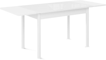 Раздвижной стол Милан-1 EVO, ноги металлические белые, стекло белое/серый в Нижнем Новгороде - предосмотр 1