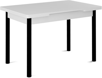 Раздвижной стол Милан-1 EVO, ноги металлические черные, белый цемент в Нижнем Новгороде - предосмотр