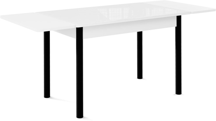 Кухонный раскладной стол Милан-1 EVO, ноги металлические черные, стекло белое/серый в Нижнем Новгороде - изображение 1