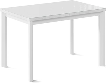 Кухонный стол раскладной Нагано-1G (ноги металлические белые, стекло cristal/белый цемент) в Нижнем Новгороде - предосмотр