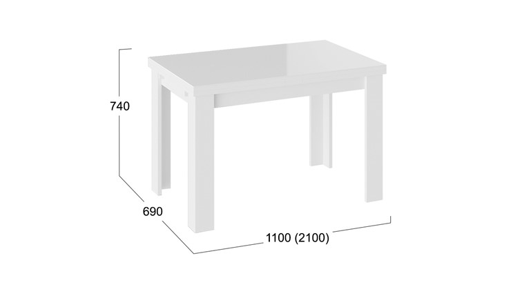 Раздвижной стол Норман тип 1, цвет Белый/Стекло белый глянец в Нижнем Новгороде - изображение 2