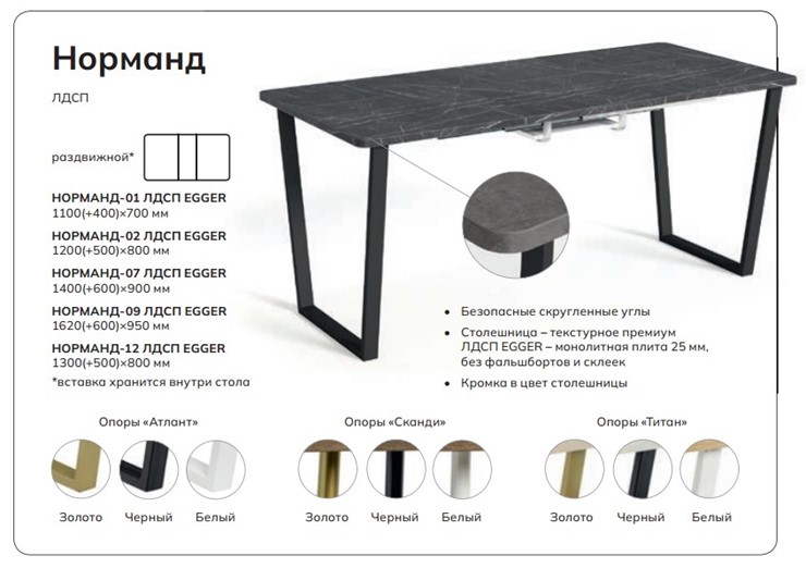 Кухонный стол раздвижной Норманд-09 в Нижнем Новгороде - изображение 4