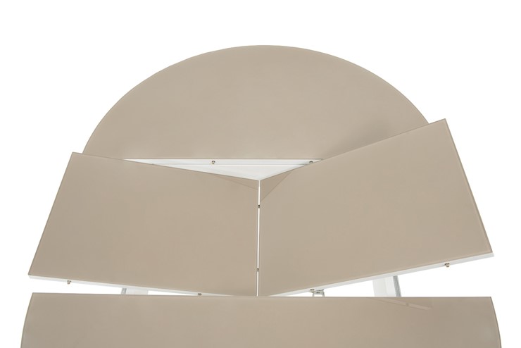 Кухонный стол раздвижной Ривьера исп. круг хром №5 (стекло белое/белый) в Нижнем Новгороде - изображение 4