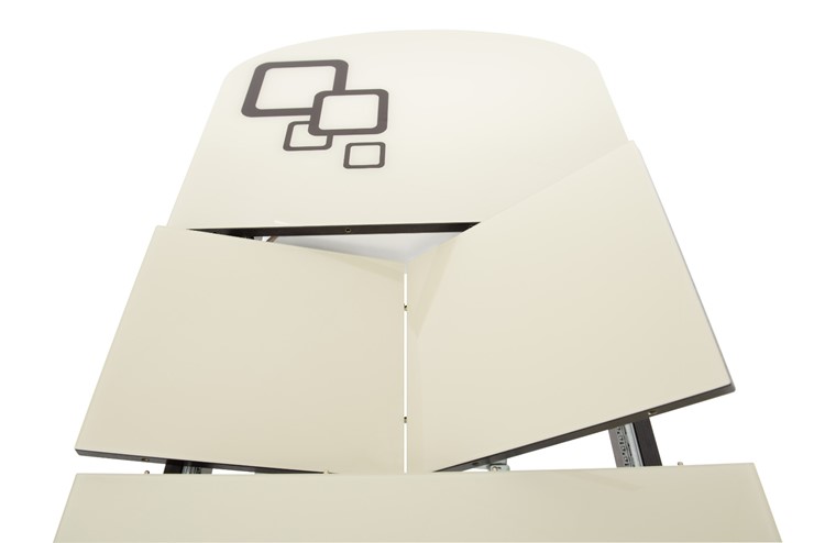 Обеденный раздвижной стол Ривьера исп.2 хром №5, Рисунок квадро (стекло молочное/коричневый/венге) в Нижнем Новгороде - изображение 4