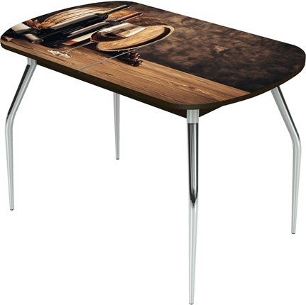 Кухонный раздвижной стол Ривьера исп.2 ноги метал. крашеные №24 Фотопечать (Дерево №21) в Нижнем Новгороде - изображение