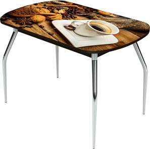 Кухонный раскладной стол Ривьера исп.2 ноги метал. крашеные №24 Фотопечать (Кофе №11) в Нижнем Новгороде