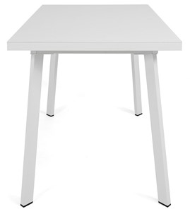 Кухонный стол раздвижной Сальвадор-1G (ноги белые, стекло cristal/белый цемент) в Нижнем Новгороде - предосмотр 2