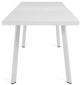 Кухонный раскладной стол Сальвадор-2G (ноги белые, стекло cristal/белый цемент) в Нижнем Новгороде - предосмотр 4