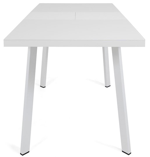 Кухонный стол раздвижной Сальвадор-1G (ноги белые, стекло cristal/белый цемент) в Нижнем Новгороде - изображение 4