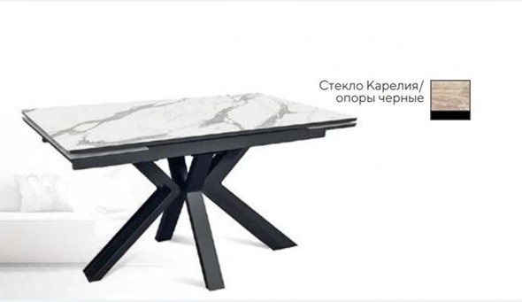 Кухонный стол раскладной SFE 140, керамика карелия мрамор/ножки черные в Нижнем Новгороде - изображение