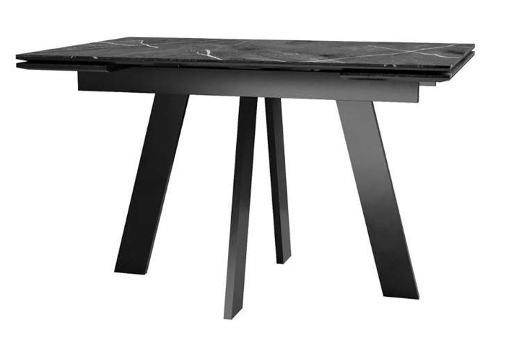 Обеденный раздвижной стол SKM 120, керамика черный мрамор/подстолье черное/ножки черные в Нижнем Новгороде - изображение 1
