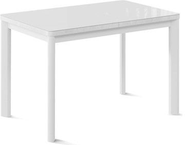Кухонный раздвижной стол Токио-1G (ноги металлические белые, cтекло cristal/белый цемент) в Нижнем Новгороде - предосмотр