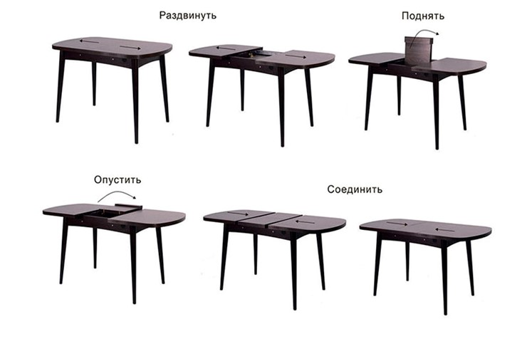 Раздвижной стол Ялта с цилиндрическими опорами Венге/Ясень Анкор темный в Нижнем Новгороде - изображение 1