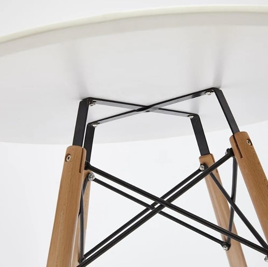 Обеденный стол CINDY NEXT, металл/мдф/бук, D80х75см, белый/натуральный арт.13067 в Нижнем Новгороде - изображение 3